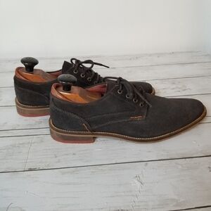 Steve Madden Oxleyy Gunmetal Black Textured Leather Lace Up Dress Oxfords